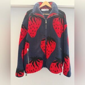 Men’s JW Anderson Strawberry Pattern Fleece Jacket